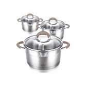 Набор посуды Lara Берлин LR02-119 кастрюли: 1.7+3.1+ 5.5л; стекл. крышка-дуршлаг