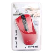 Мышь Gembird MOP-415-R красная, 3 кнопки+колесо-кнопка, кабель 1.4м