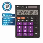 Калькулятор настольный 12 разрядов Brauberg 250501 Ultra Color-12-BKPR (192x143мм), двойное питание, черно-фиолетовый