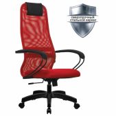 Кресло Метта SU-B-8 офисное пластик, ткань-сетка, сиденье мягкое, красное