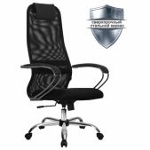 Кресло Метта SU-B-8 офисное хром, ткань-сетка, сиденье мягкое, черное