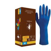 Перчатки латексные Safe&Care High Risk DL 215 смотровые комплект 25 пар (50шт), повышенной прочности, размер M (средний),удлиненные, синие