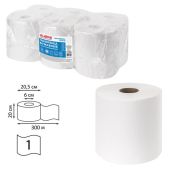 Полотенца бумажные Лайма 112506 Universal White с центральной вытяжкой 300м, (Система M2), 1-слойная, белая, комплект 6 рулонов