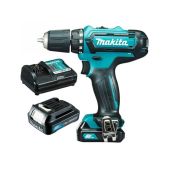 Дрель-шуруповерт Makita DF333DWAE 194008 аккумуляторная 12В, 2х2Ач Li-ion(слайдер), БЗП-10мм, 0-450\1700об\м, 30\14Нм, 1.1кг, чем, подсв