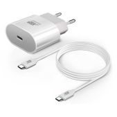 Зарядное устройство BoraSCO 50635 USB-C 20W + кабель USB-C/USB-C 3А, 1м, белый