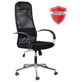 Кресло Brabix 532417 Pilot EX-610 CH premium, хром, ткань-сетка, черное, офисное