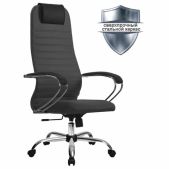 Кресло Мetta SU-B-10 хром, ткань-сетка, сиденье и спинка мягкие, темно-серое офисное