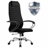 Кресло Мetta SU-B-10 хром, ткань-сетка, сиденье и спинка мягкие, черное офисное