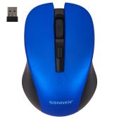 Мышь Sonnen V18, USB, 4 кнопки, беспроводная с бесшумным кликом синяя, 513515