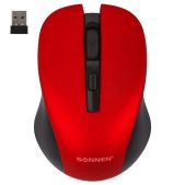 Мышь Sonnen V18, USB, 4 кнопки, беспроводная с бесшумным кликом красная, 513516