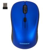 Мышь Sonnen V-111 USB 4 кнопки, беспроводная синяя, 513519