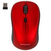Мышь Sonnen V-111 USB 4 кнопки, беспроводная красная, 513520