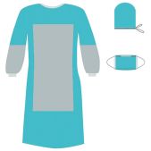 Комплект одноразовой одежды для хирурга Гекса КХ-03 с усиленной защитой стерильный, 3 предмета