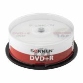 Диск DVD+R 4.7Gb Sonnen 513532 16x, Cake Box (упаковка на шпиле), комплект 25шт
