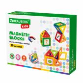 Конструктор магнитный Brauberg 663843 Kids Magnetic Blocks-19, 19 деталей
