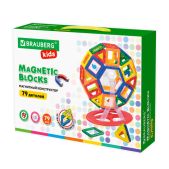 Конструктор магнитный Brauberg 663848 Kids Mega Magnetic Blocks-79, с колесной базой и каруселью