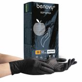 Перчатки нитриловые Benovy Nitrile MultiColor смотровые комплект 50 пар (100шт), размер M (средний), черные