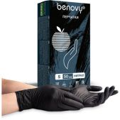Перчатки нитриловые Benovy Nitrile MultiColor смотровые комплект 50 пар (100шт), размер S (малый), черные