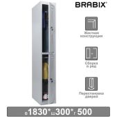 Шкаф металлический для одежды Brabix LK 12-30, усиленный, 2 секции, 1830х300х500мм, 18кг, 291133, S230BR421102