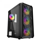 Корпус ATX Без БП Powercase Mistral Edge, CMIEB-L4, Tempered Glass, 4x120мм 5-Color, чёрный