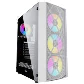 Корпус ATX Без БП Powercase Rhombus X4 White, CMRMW-L4, Tempered Glass, Mesh, 4x120мм 5-Color LED, белый