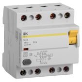 Выключатель дифференциального тока УЗО IEK ВД1-63 MDV10-4-032-030 32A 30мА AC 4П 400В 4мод белый упак.:1шт