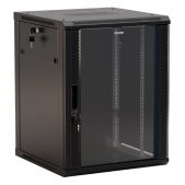 Шкаф серверный Hyperline TWB-0645-GP-RAL9004 настенный 6U 600x450мм пер.дв.стекл 60кг черный IP20 сталь