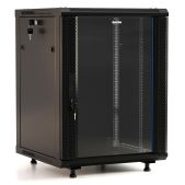 Шкаф серверный Hyperline TWB-FC-1566-GP-RAL9004 настенный 15U 600x600мм пер.дв.стекл 60кг черный IP20 сталь