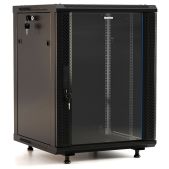 Шкаф серверный Hyperline TWB-FC-1866-GP-RAL9004 настенный 18U 600x600мм пер.дв.стекл 60кг черный IP20 сталь