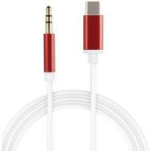 Кабель Greenconnect GCR-52327 аудио TypeC - AUX jack 3.5mm, ультрагибкий, белый, красный
