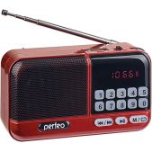 Радиоприемник Perfeo Aspen PF_B4058 красный FM/MP3/питание USB или акб 18650