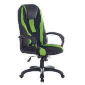Кресло Brabix Premium Rapid GM-102_532419 компьютерное нагрузка 180кг, экокожа/ткань, черное/зеленое