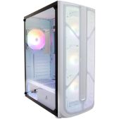 Корпус ATX без БП 1STPlayer FireBase X4 White TG / 4x120мм LED fans X4-WH-4F1-W