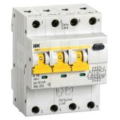 Выключатель дифференциального тока IEK АВДТ 34 MAD22-6-016-C-30 автомат 16A тип C 6kA 30мА A 4П 400В 4мод белый упак.:1шт