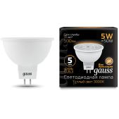 Лампа светодиодная Gauss Black 5Вт цок.:GU5.3 рефлектор 220B 3000K св.свеч.бел.тепл. MR16 (цена за10 штук в упаковке) 101505105