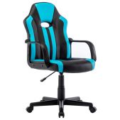 Кресло компьютерное Brabix Stripe GM-202, экокожа, черное/голубое, XXXXXX, 532509