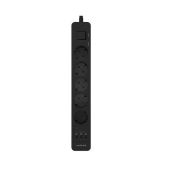 Сетевой фильтр 3.0м черный Harper UCH-560 Black 3xUSB порта, 5 розеток, 4000W 16A