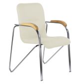 Кресло для приемных и переговорных Brabix Samba CF-103 532757 хром, бук D-1, к/з бежевый