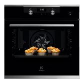 Духовой электрический шкаф Electrolux KODEH70X с паром SteamBake, основной цвет - нержавеющая сталь, утапливаемые переключатели, ЖК-дисплей, будильник, таймер отключения