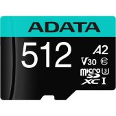 Карта памяти MicroSDXC 512Gb ADATA AUSDX512GUI3V30SA2-RA1 Premier Pro + adapter Class 10