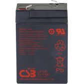 Аккумулятор CSB GP645, напряжение 6В, емкость 4.5Ач (разряд 20 часов), макс. ток разряда (5 сек.) 60/90А, ток короткого замыкания 137А, макс. ток заряда 1.35A, свинцово-кислотная т