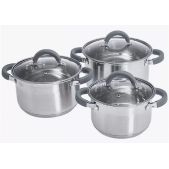 Набор посуды Webber BE-625/6 6 пр. 2.2/3.0/4.0л стеклянная крышка, для всех плит