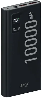 Мобильный аккумулятор Hiper EP 10000 Black 10000mAh 3A QC PD 2xUSB черный