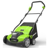 Скарификатор-аэратор Greenworks GDT15 2515507 электрический 36см, 1500Вт, травосборник 45л, глубина обработки 1.2см, 20 ножей, Валы в комплекте зубчатый/нож