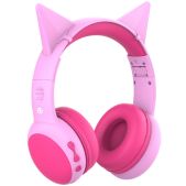 Bluetooth наушники Pero BH03 розовые полноразмерные, детские с ушками