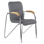 Кресло для приемных и переговорных Brabix Samba CF-103, хром, бук D-1, к/з серый, собрано, 532758