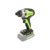Винтоверт ударный Greenworks GD24ID3 3802807, 24V, аккумуляторный бесщеточный, без АКБ и ЗУ 300Нм, патрон шестигранный 6.35мм 1/4 HEX, 0-2800об/мин, 4000