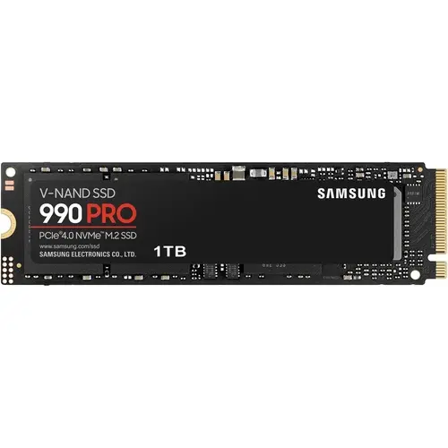 Накопитель SSD 1000Gb Samsung MZ-V9P1T0CW 990 PRO M.2(22x80mm), NVMe 2.0, PCIe 4.0 x4, V-NAND TLC, R/W 7450/6900MB/s, IOPs 1 200 000/1 550 000, DRAM buffer 1024MB, TBW 600,