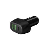 Зарядное устройство автомобильное Deppa 11296 2 USB QC 3.0, USB-C PD, 42Вт, карбон, черный