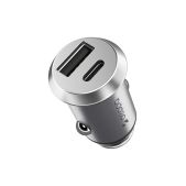 Зарядное устройство автомобильное Deppa 11212 USB A + USB-C, PD, QC 3.0, 38W, серебро